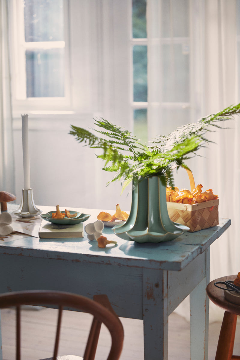 Kantarel lysestage, sand - H10 cm